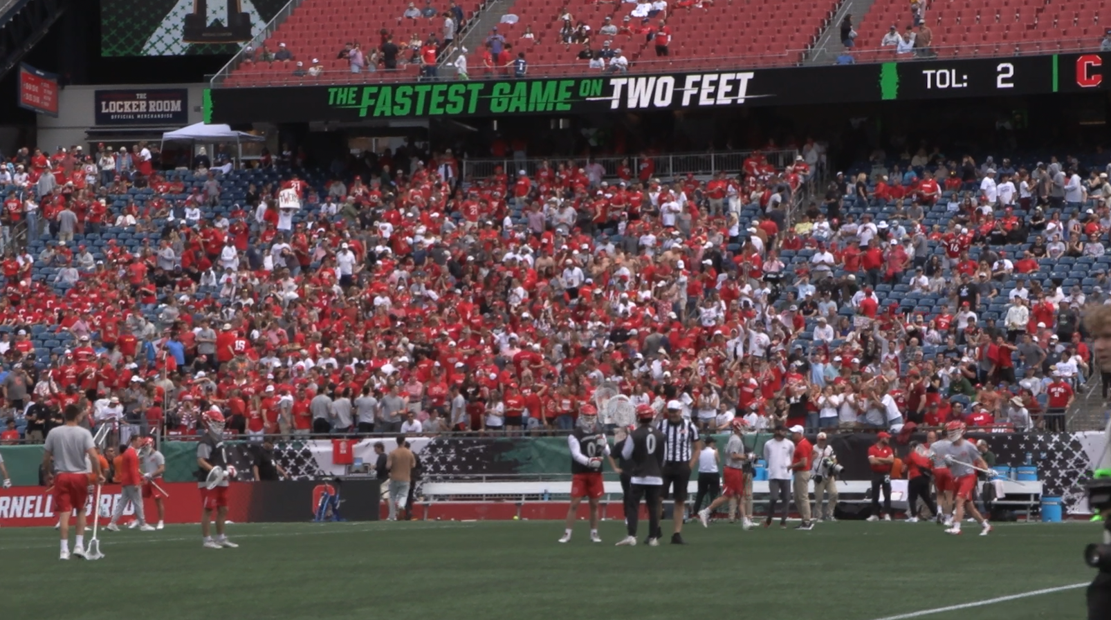 Cornell fans fill up the crowd at Gillette Stadium.